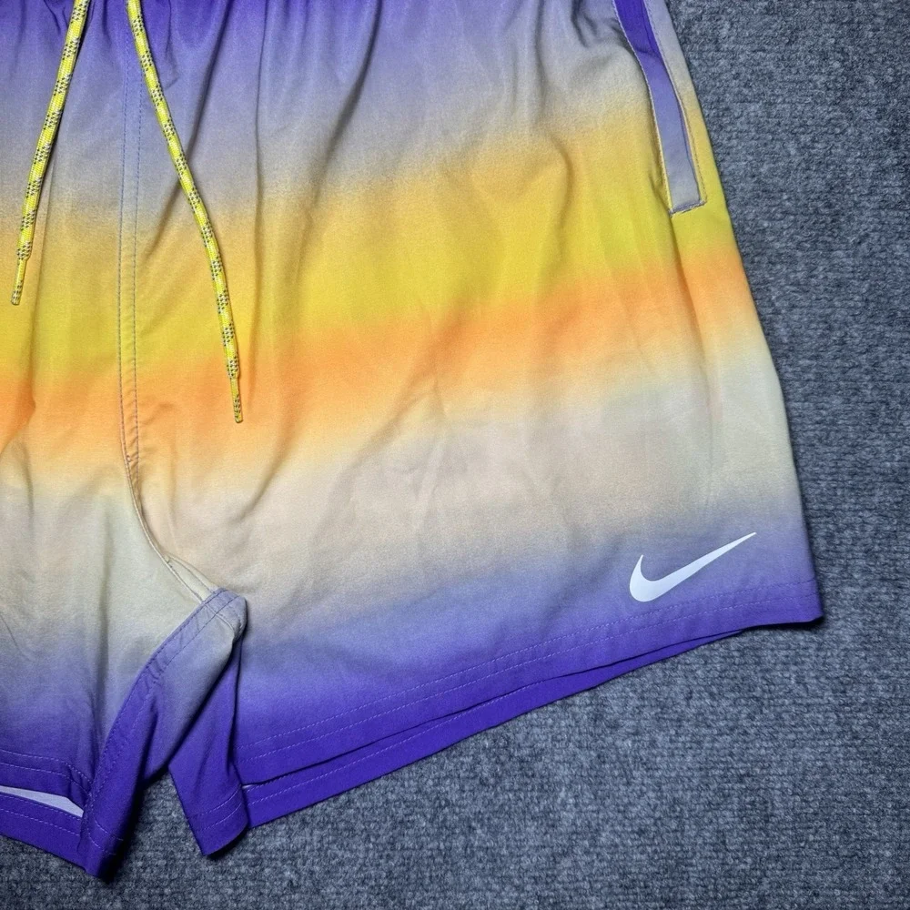 Nike Swim Athletic Shorts Horizon Stripe Purple Yellow Men Size XL Lined 717384